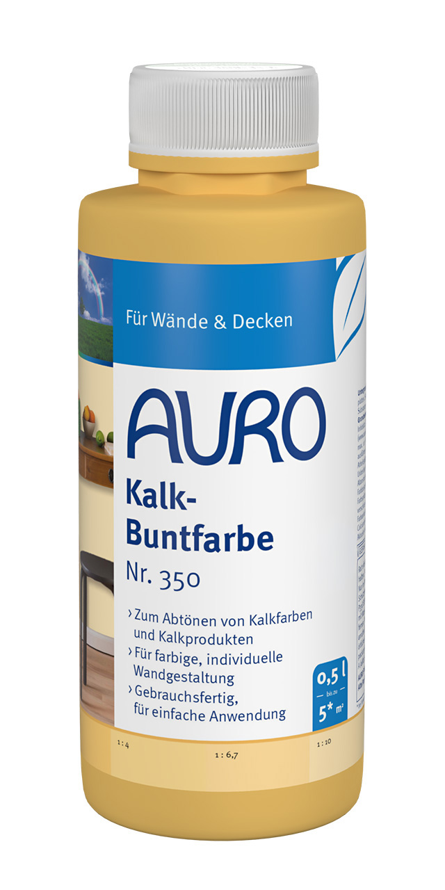 AURO Kalk-Buntfarbe Nr. 350 im 0,5 Liter Gebinde zur farblichen Gestaltung von Kalkfarben und Putzen