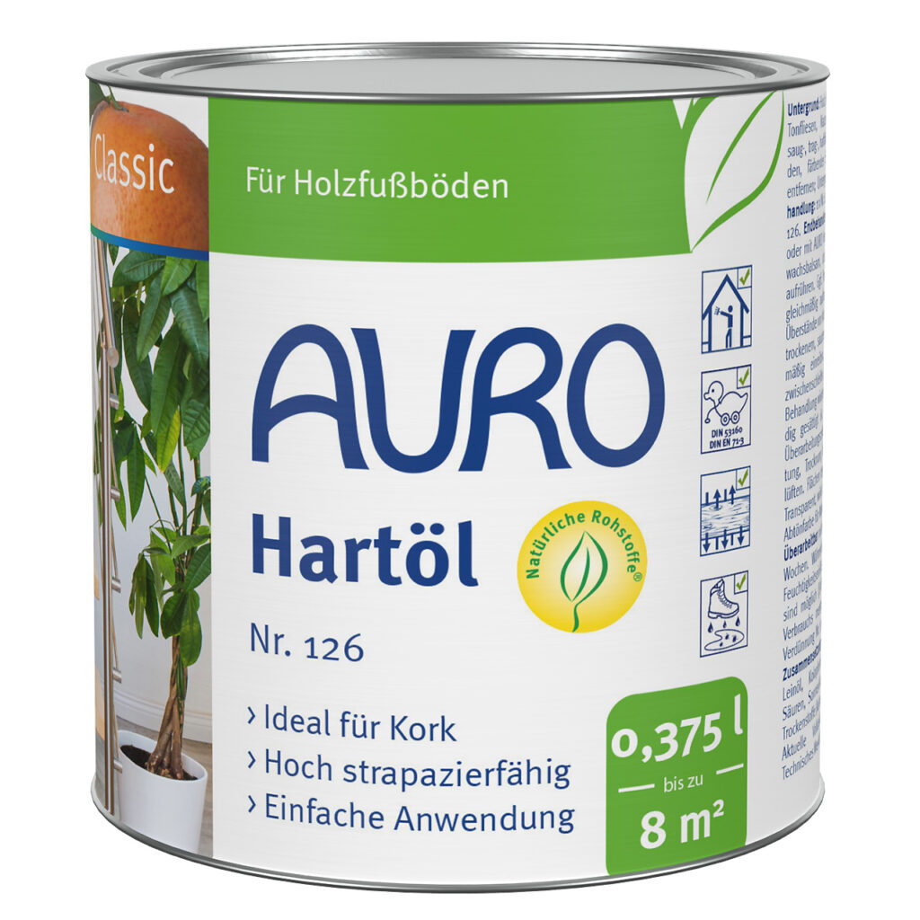 AURO Hartöl Nr. 126 – Holzöl 0,375 Liter Dose für Innenbereich AURO Hartöl Nr. 126 in 0,375 Liter Dose – natürliches Öl für Holz- und Korkoberflächen