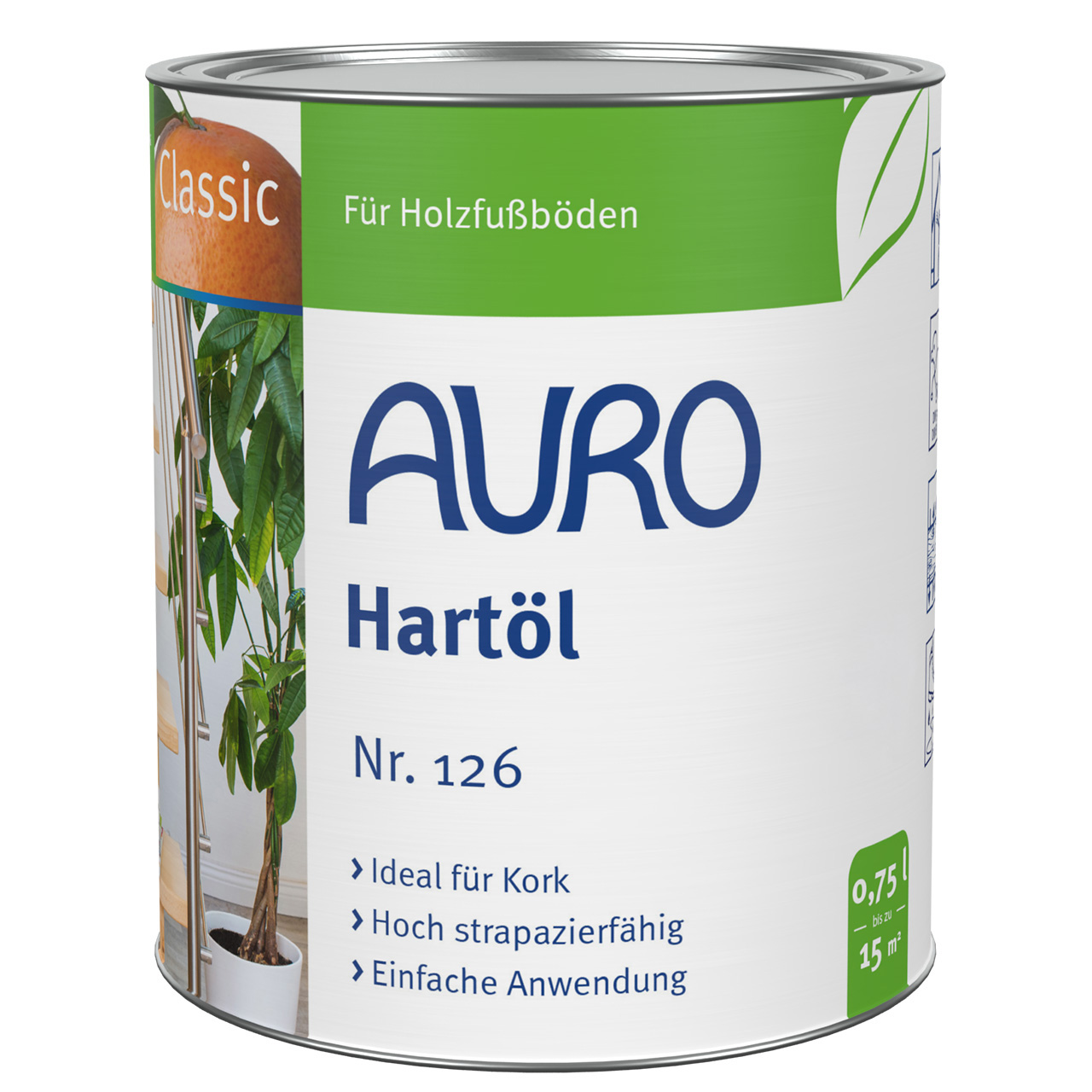 AURO Hartöl Nr. 126 in 0,75 Liter Dose für den Innenbereich – Holzöl für saugfähige Oberflächen