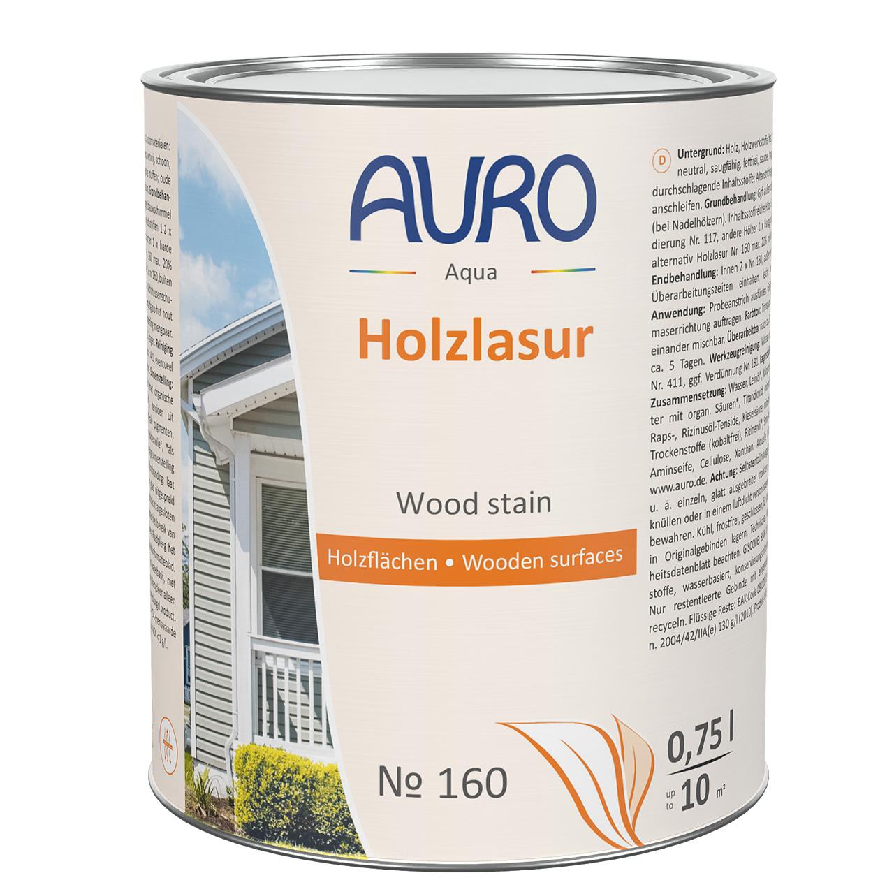 AURO Holzlasur, Aqua Nr. 160 als 0,75 Liter Dose – wasserbasierte Holzlasur