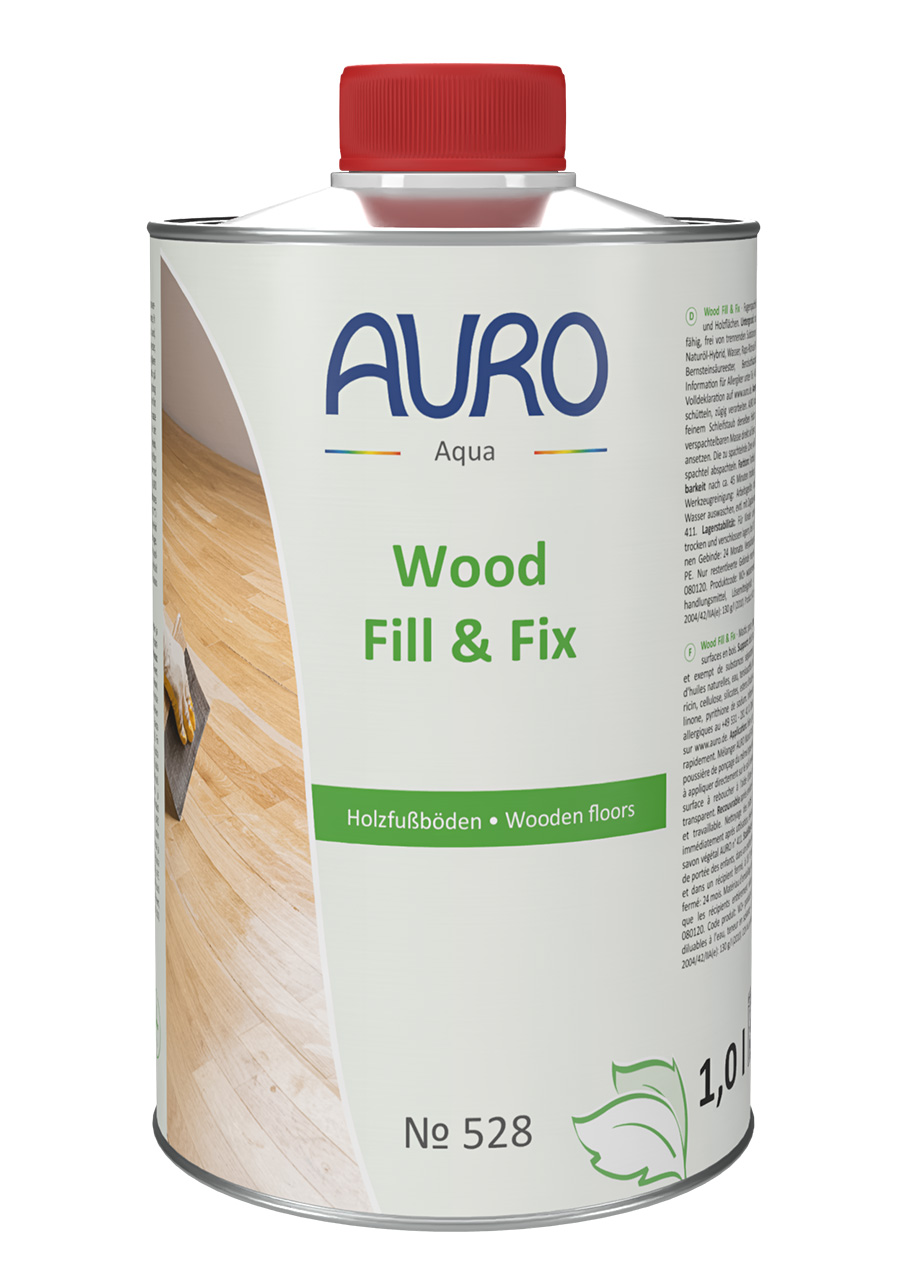 AURO Wood Fill & Fix Nr. 528 Fugenspachtel, 1 Liter Dose zum Füllen von Fugen und Rissen in geschliffenem Parkett und Holzfußböden im Innenbereich