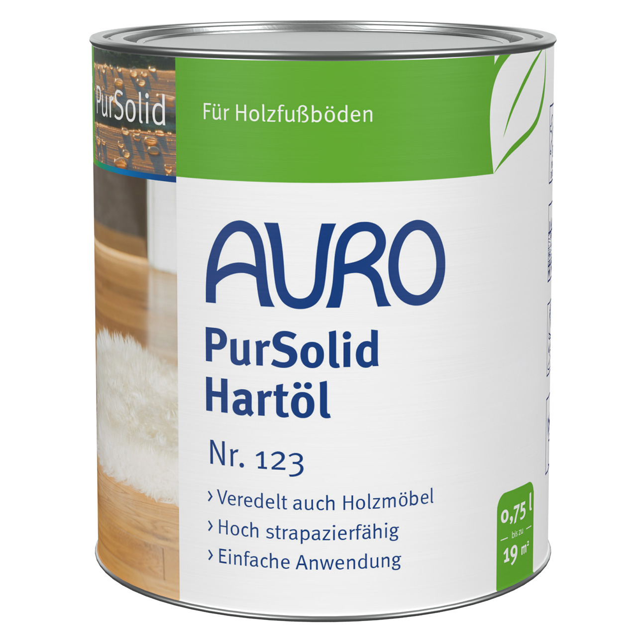 AURO PurSolid Hartöl Nr. 123 – 0,75 Liter Dose für Holz- und Korkflächen im Innenraum