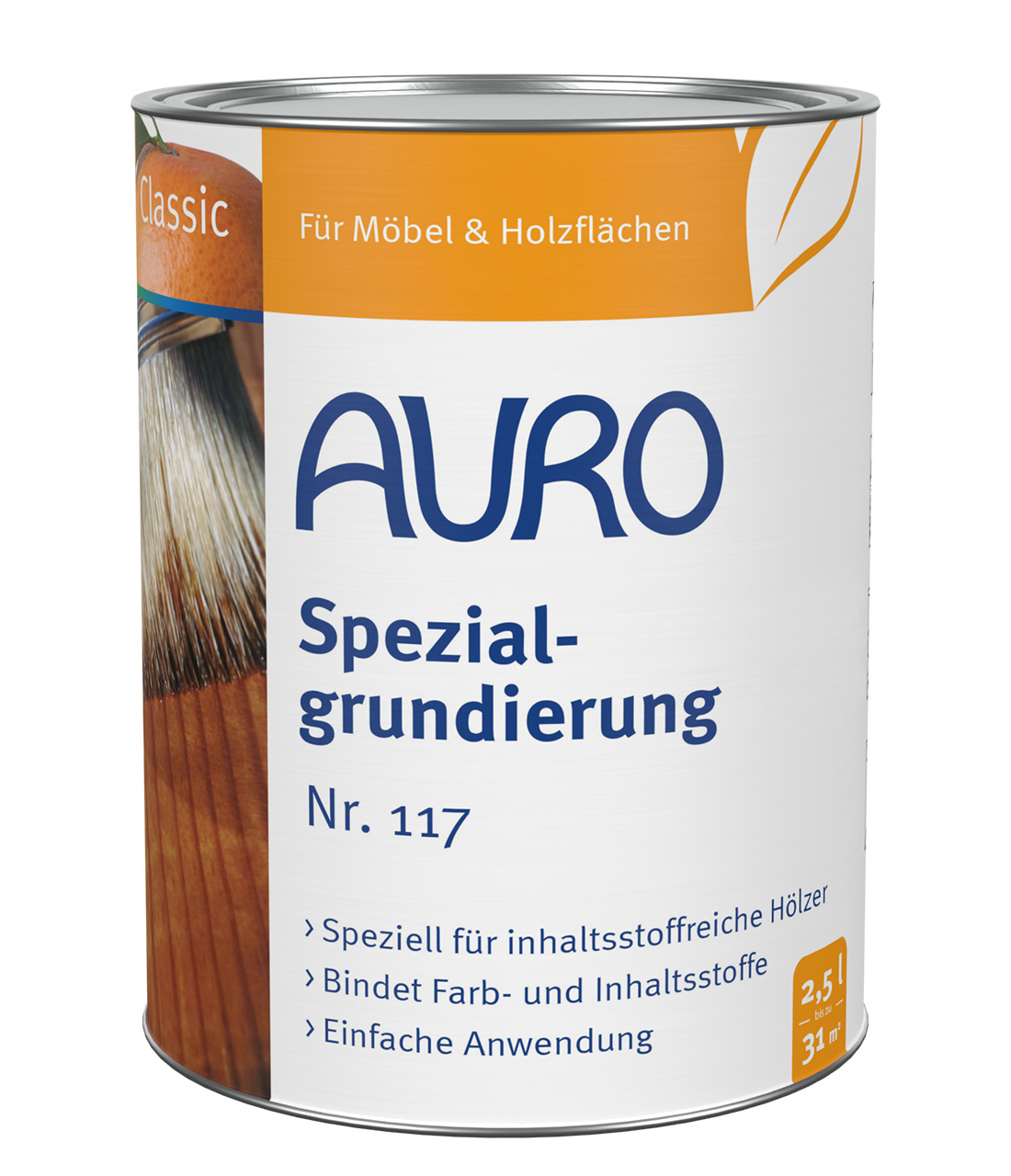 AURO Spezialgrundierung Nr. 117 – 2,5 Liter Dose für gerbstoffreiche Holzarten