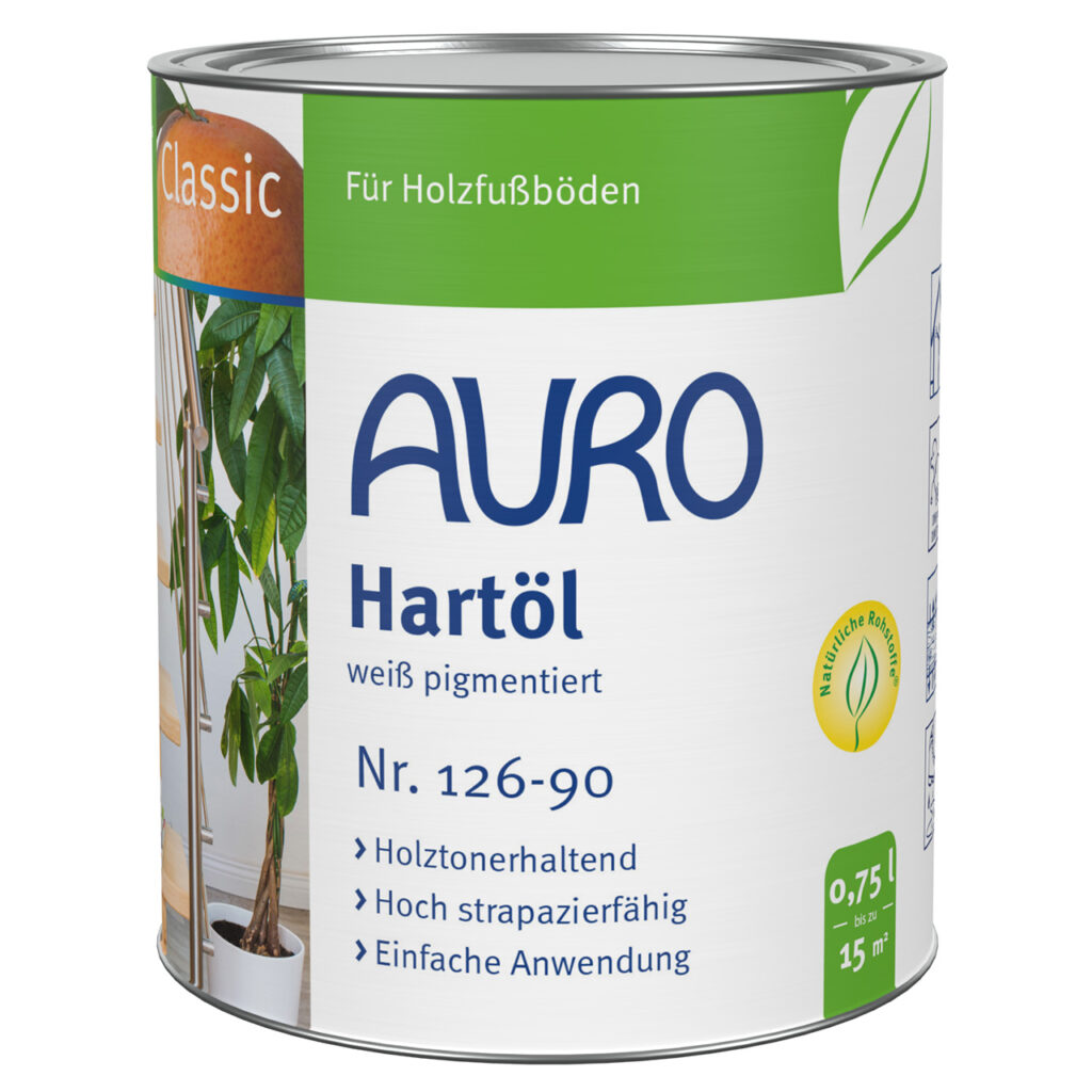 AURO Hartöl, weiß pigmentiert Nr. 126-90 – 0,75 Liter Dose Innenbereich AURO Hartöl, weiß pigmentiert Nr. 126-90 als 0,75 Liter Dose – ideal für Innenholz