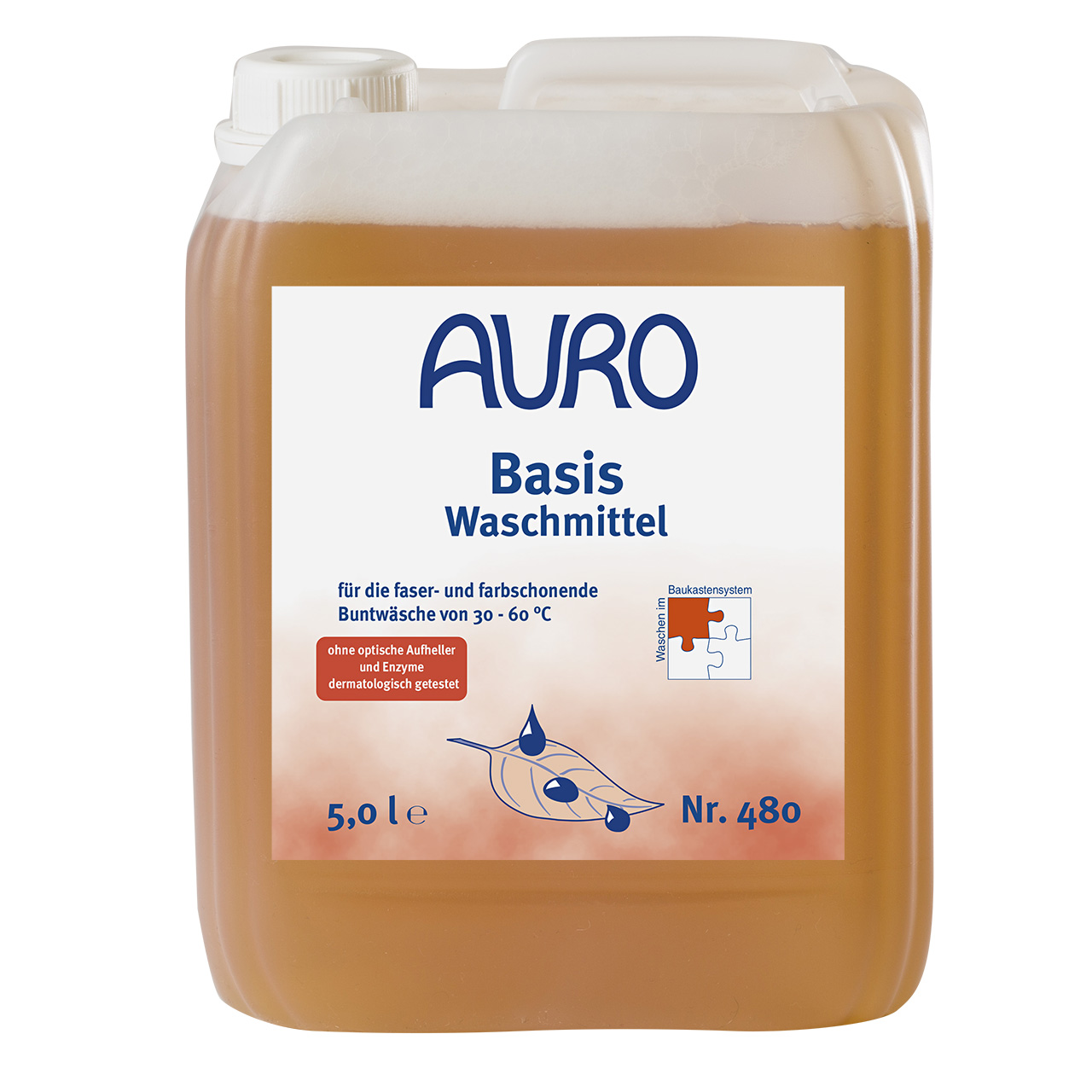 AURO Basis-Waschmittel Nr. 480 im 5 Liter Kanister für bis zu 67 Waschgänge bei mittlerer Verschmutzung