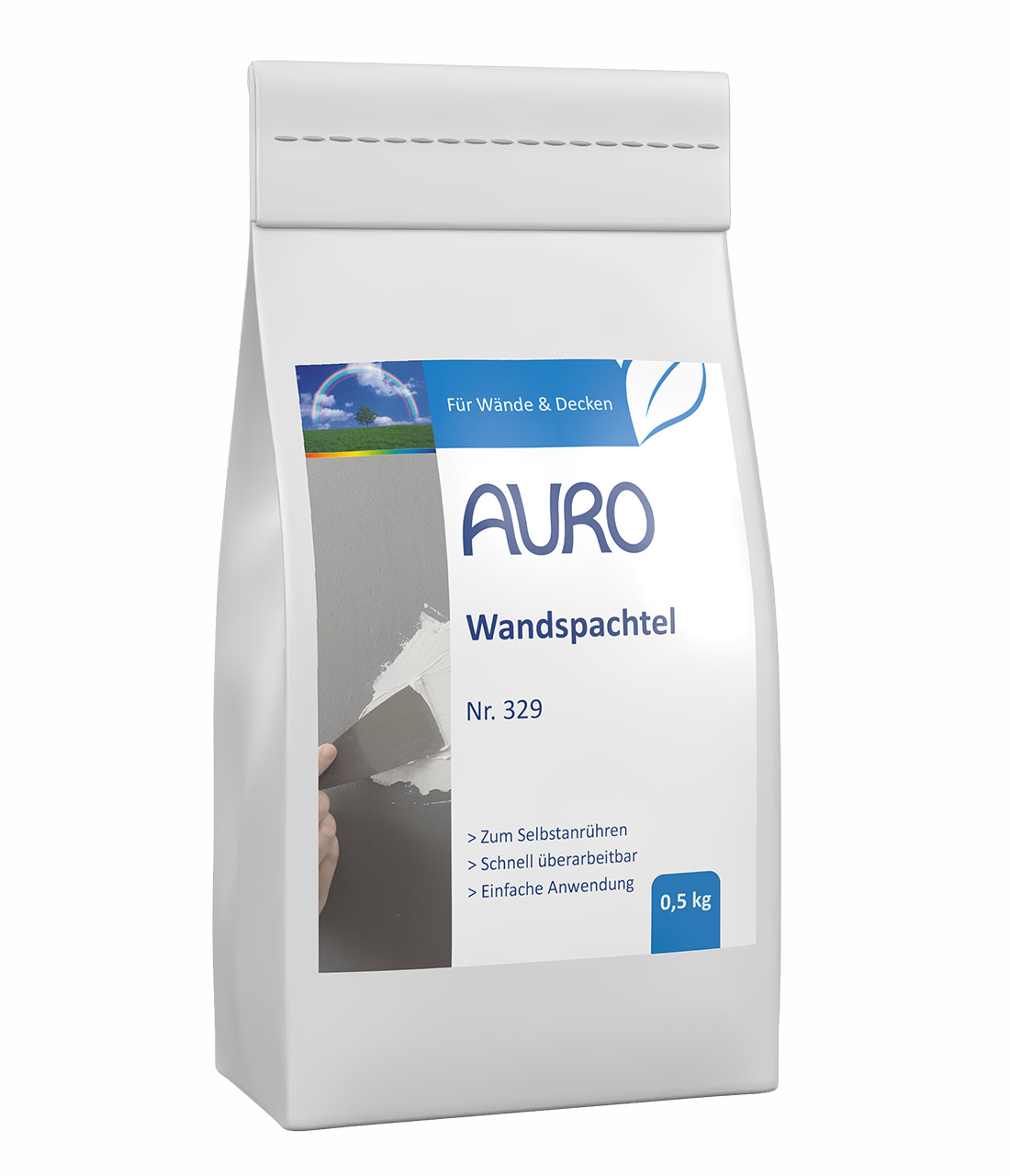 AURO Wandspachtel Nr. 329 im 0,5 kg Sack – ideal zum Füllen von Rissen und Unebenheiten im Innenbereich