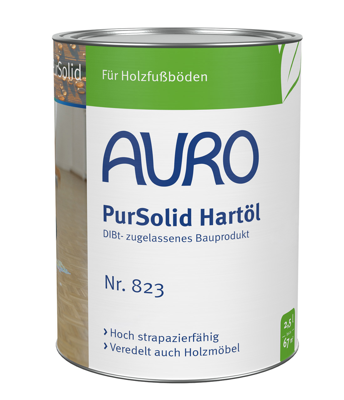 AURO PurSolid Hartöl (DIBt-zugelassenes Bauprodukt) Nr. 823 in 2,5 Liter Dose – transparentes Öl für stark beanspruchte Holz- und Korkflächen im Innenbereich