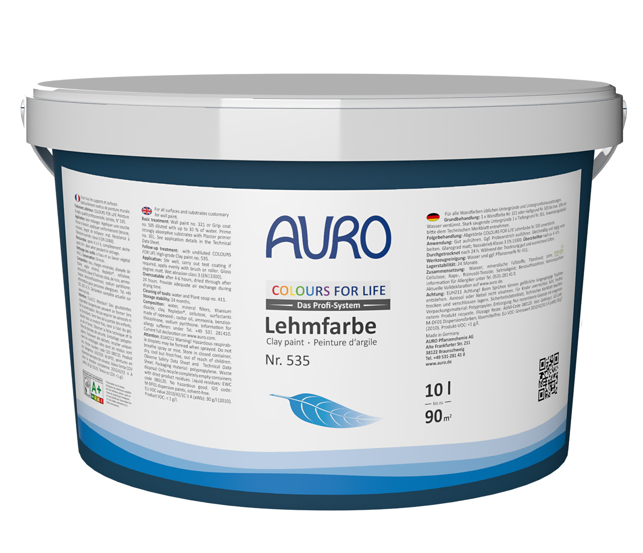 AURO COLOURS FOR LIFE Profi-Lehmfarbe Nr. 535 im 10 Liter Gebinde – emissionsarme Lehmfarbe für große Flächen