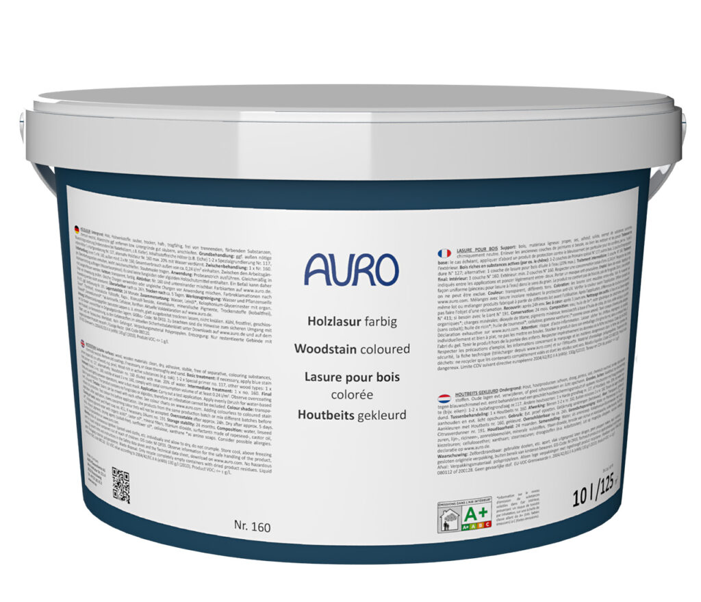 AURO Holzlasur, Aqua Nr. 160 als 10 Liter Gebinde – wetterfeste Lasur für Spielzeug und Fassaden