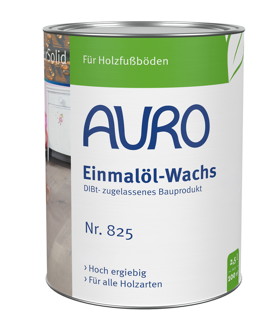 AURO Einmalöl-Wachs (DIBt-zugelassenes Bauprodukt) Nr. 823 in 2,5 Liter Dose – lösemittelfreies Holzöl für Möbel- und Fußböden
