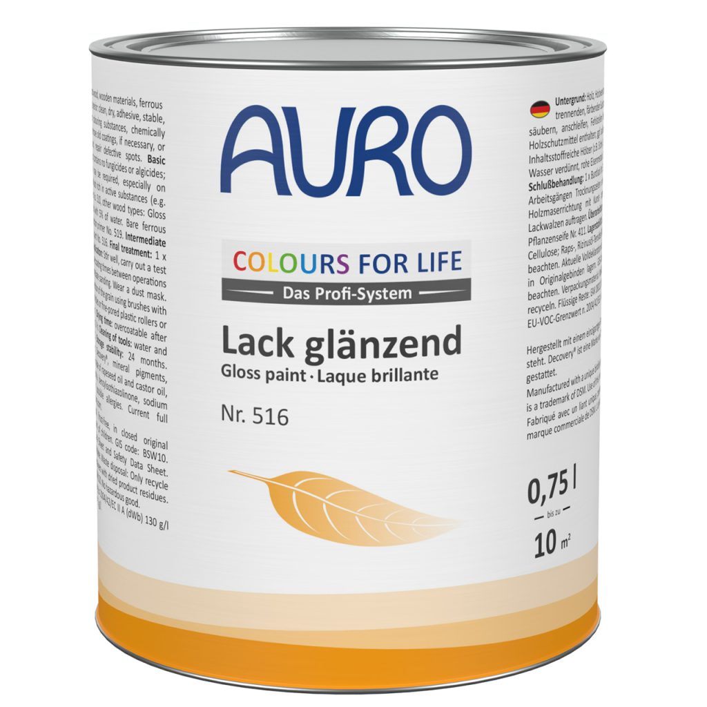 AURO COLOURS FOR LIFE Lack, glänzend in 0,75 Liter Dose für langlebige Innen- und Außenanstriche