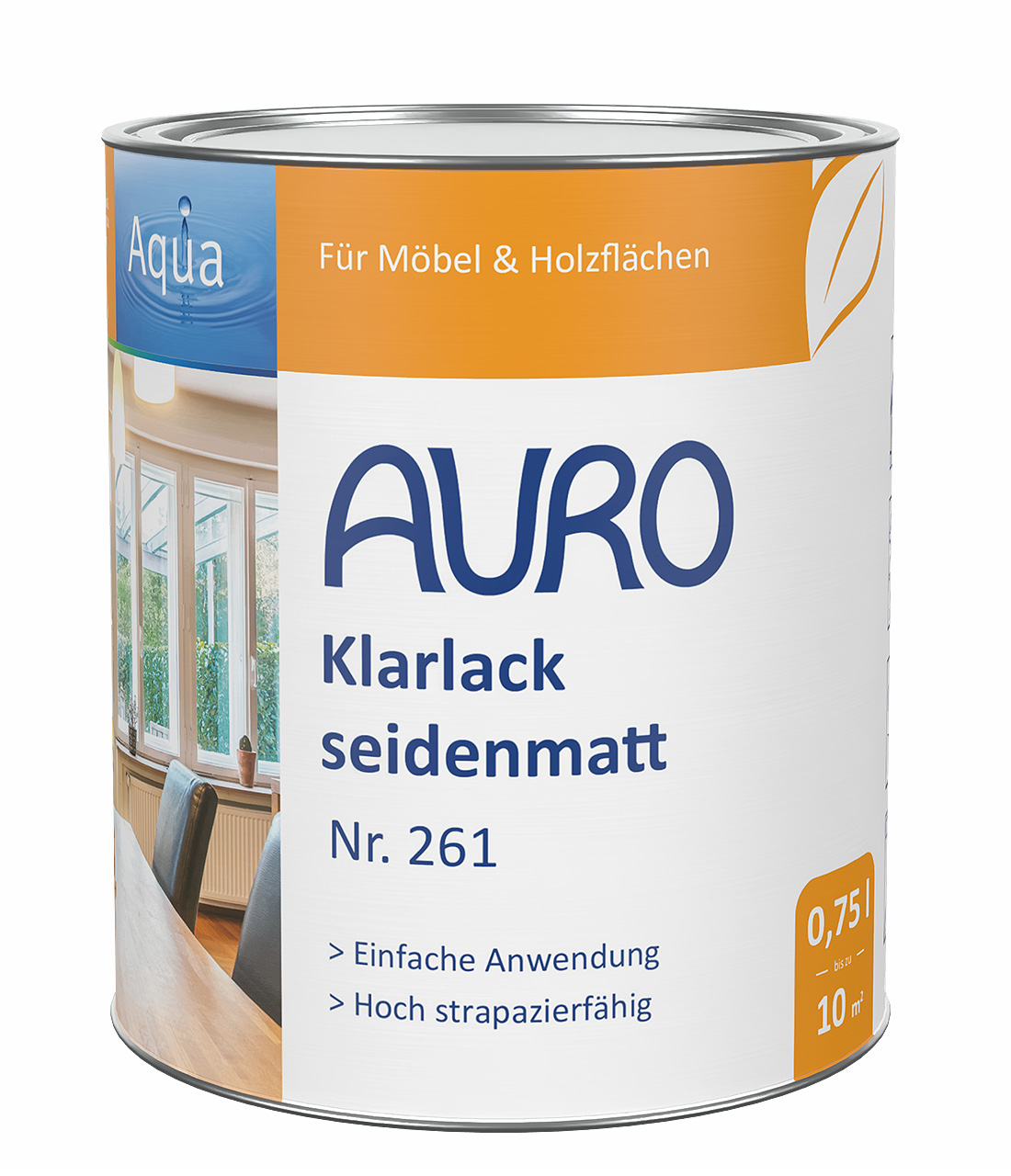 AURO Klarlack seidenmatt Nr. 261 in 0,75 Liter Dose zur Behandlung von Möbeln aus Holz