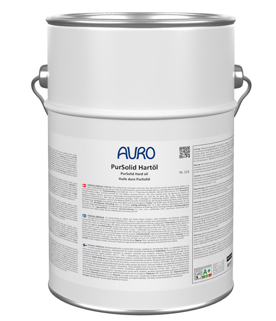 AURO PurSolid Hartöl Nr. 123 – 10 Liter Dose für Holz und Kork im Innenbereich AURO PurSolid Hartöl Nr. 123 – 10 Liter Dose für große Holzflächen im Innenbereich