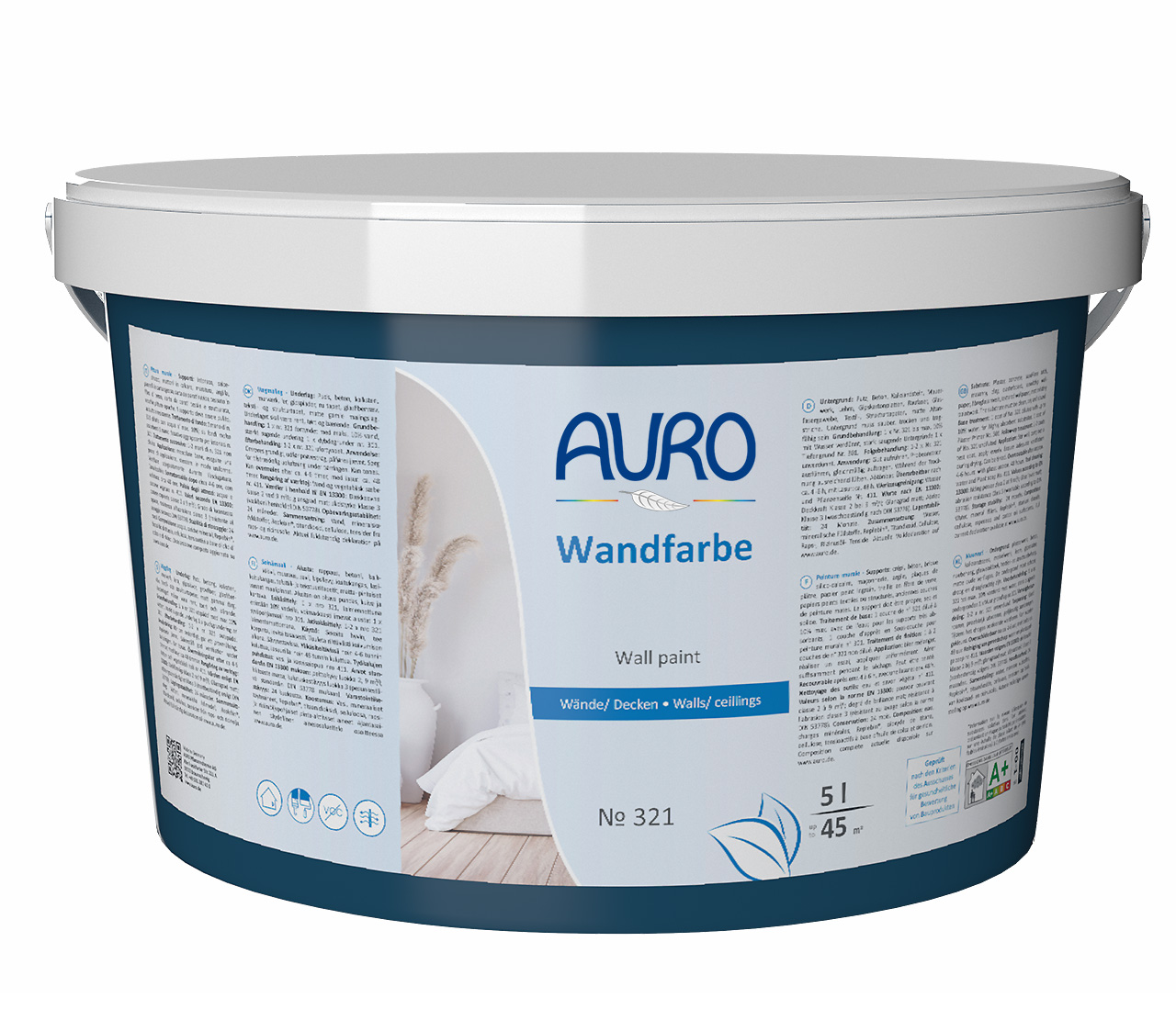 AURO Wandfarbe Nr. 321 im 5 Liter Gebinde – hochwertige, waschbeständige Dispersionsfarbe für Innenräume