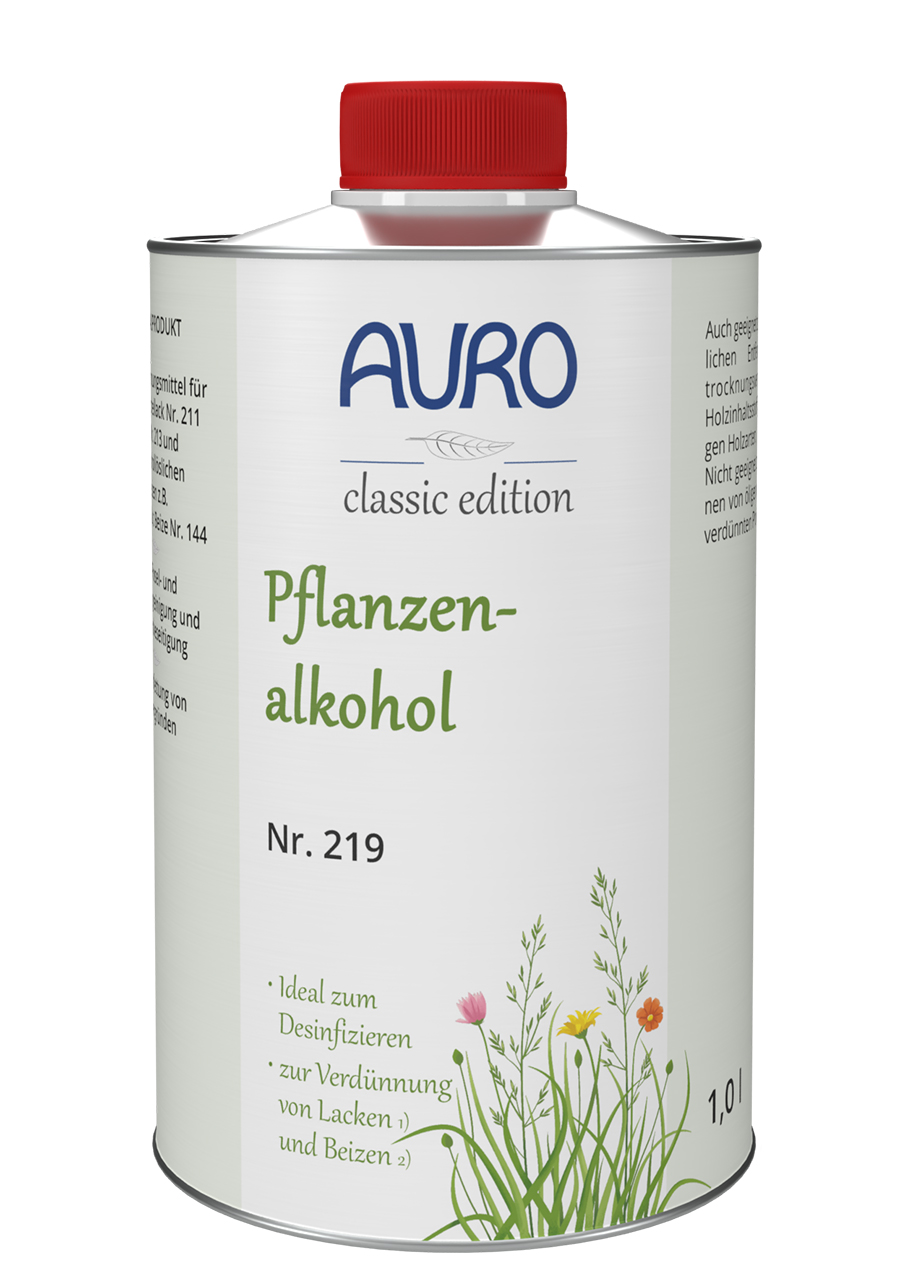 AURO Pflanzenalkohol Nr. 219 in 1 Liter Blechflasche – vielseitig anwendbar zum Reinigen, Verdünnen und Entfetten