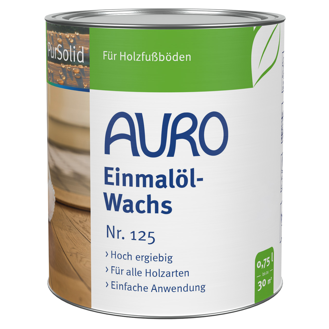 AURO Einmalöl-Wachs Nr. 125 in 0,75 Liter Dose – lösemittelfreies Holzöl-Wachs für Möbel oder Fußböden
