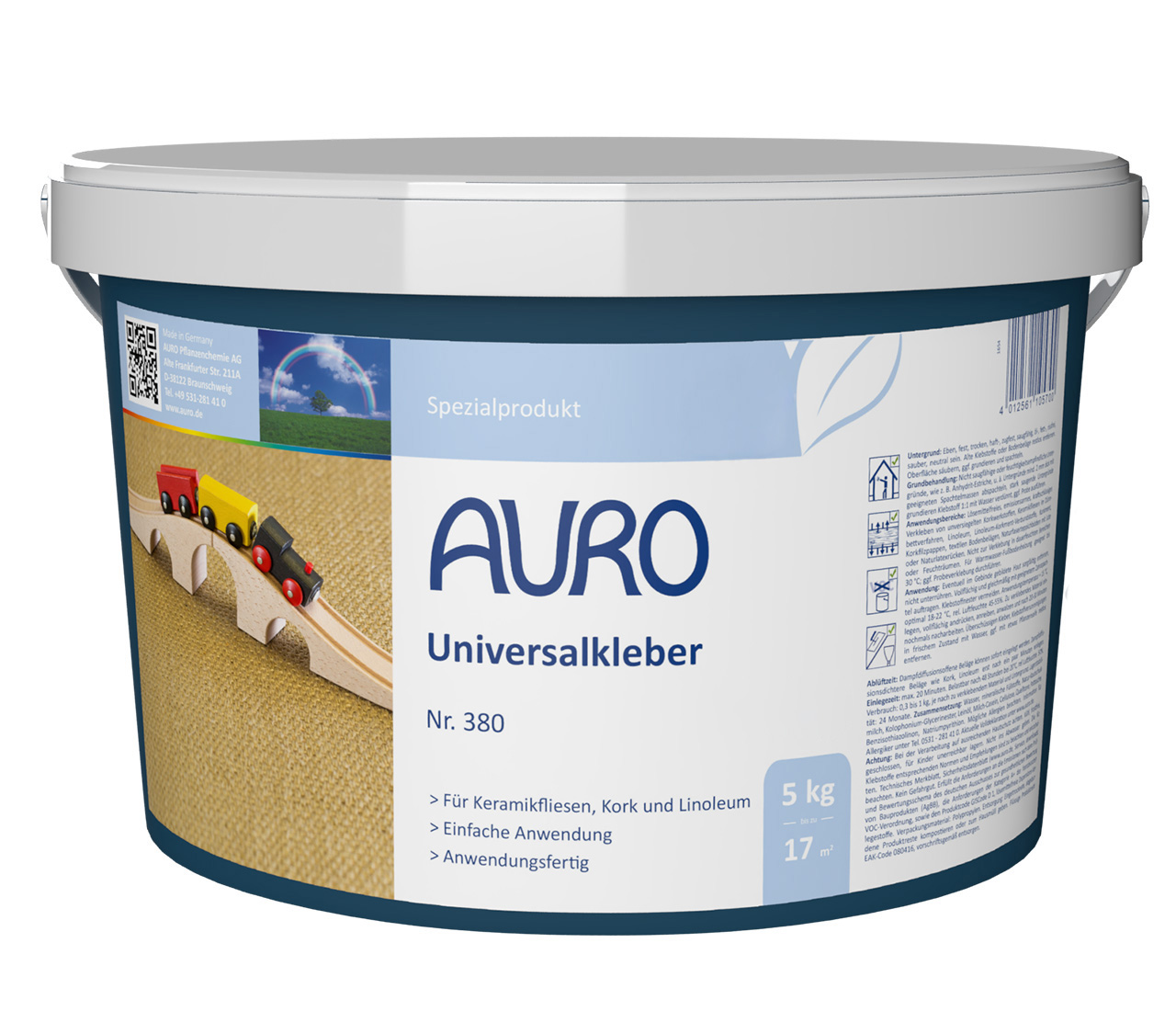 AURO Universalkleber Nr. 380 im 5 kg Gebinde – natürlicher Klebstoff für Kork, Linoleum und Fliesen
