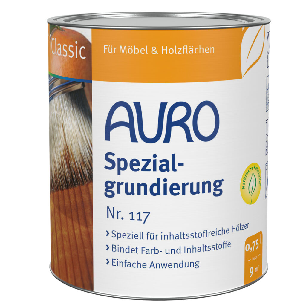 AURO Spezialgrundierung Nr. 117 – 0,75 Liter Dose für Holzflächen im Innenbereich