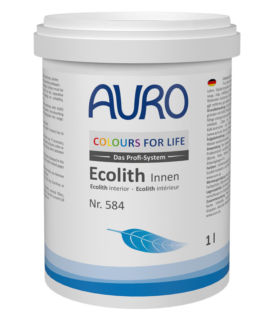 AURO COLOURS FOR LIFE Ecolith Innen Nr. 584 mineralische Wandfarbe im 1 Liter Gebinde für mineralische Untergründe mit hoher Deckkraft