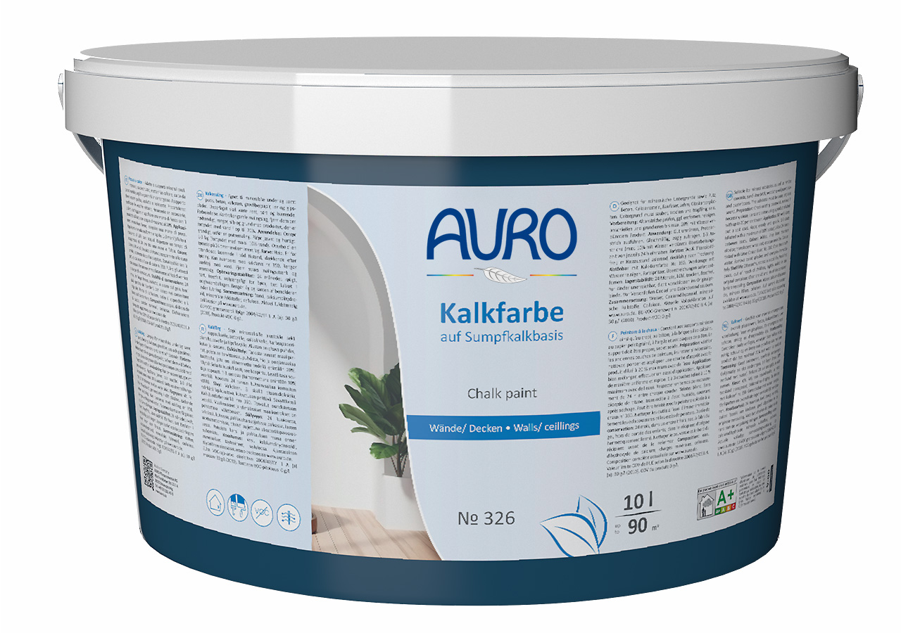 AURO Kalkfarbe Nr. 326 in 10 Liter Gebinde – lösemittelfreie, atmungsaktive Innenwandfarbe für feuchte Räume