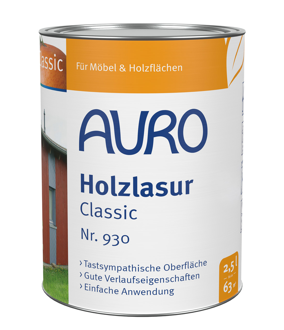 AURO Holzlasur, Classic Nr. 930 in 2,5 Liter Dose – wetterbeständige Lasur für Holzflächen