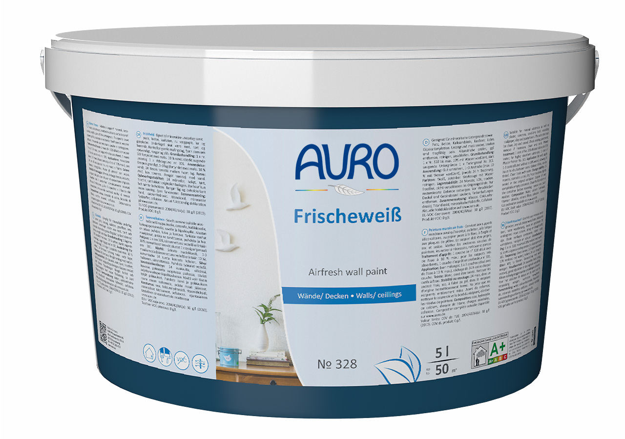 AURO Frischeweiß Nr. 328 in 5 Liter Gebinde – natürliche Wandfarbe mit luftreinigender Wirkung