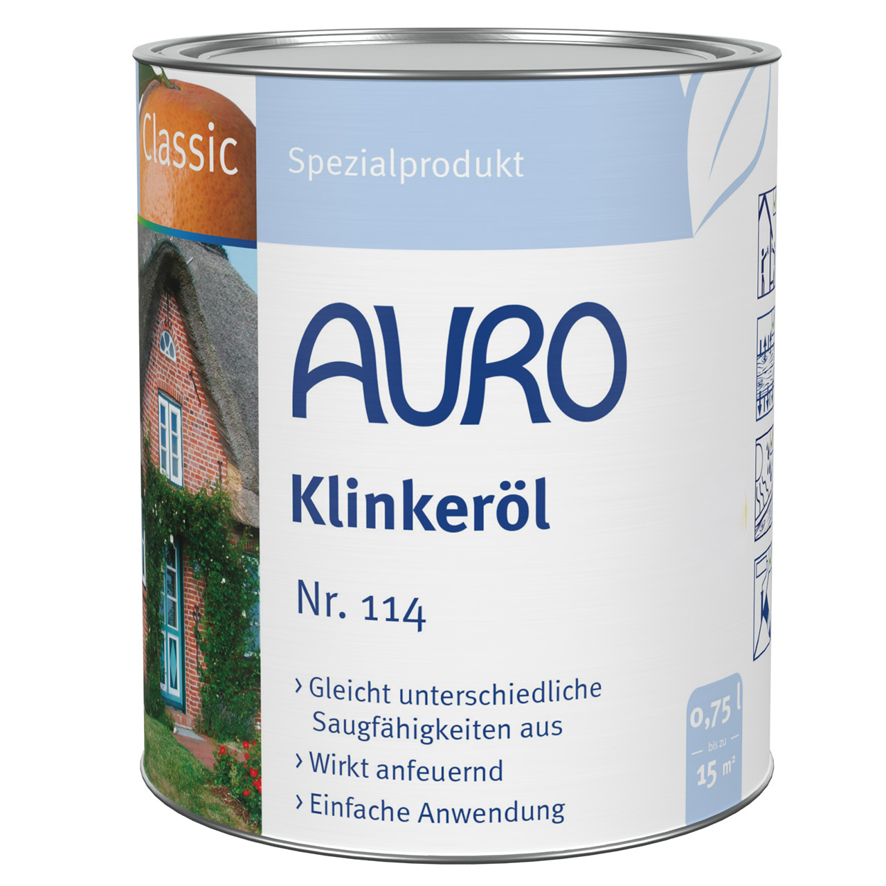 AURO Klinkeröl Nr. 114 in 0,75 Liter Dose – natürliches Öl für Klinker, Cotto und Stein