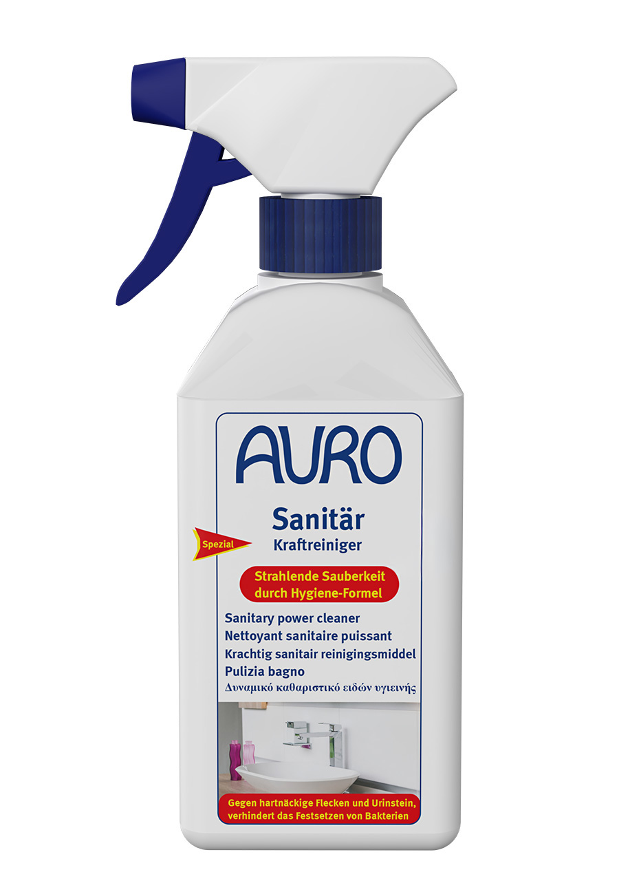 AURO Sanitär-Kraftreiniger Nr. 652 in 0,5 Liter Sprühflasche – entfernt Kalk und Seifenreste im Bad