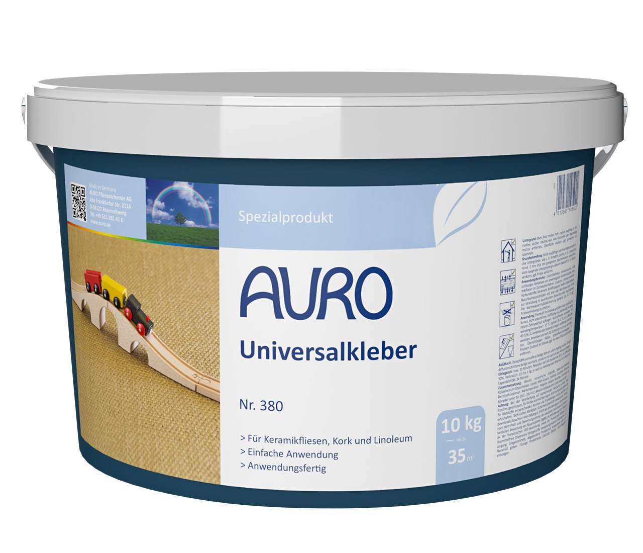 AURO Universalkleber Nr. 380 im 10 kg Gebinde – Naturkleber für Teppiche, Fliesen und Natursteine