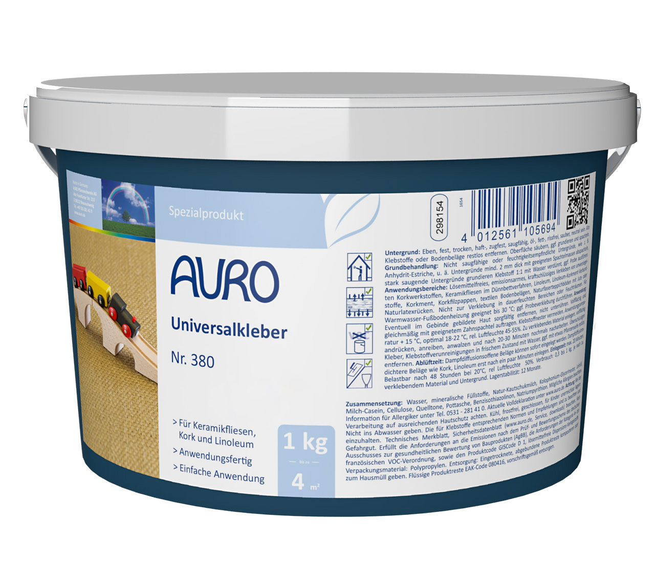 Universalkleber von AURO Nr. 380 im 1 kg Gebinde – vielseitig einsetzbarer Kleber für Bodenbeläge im Innenbereich