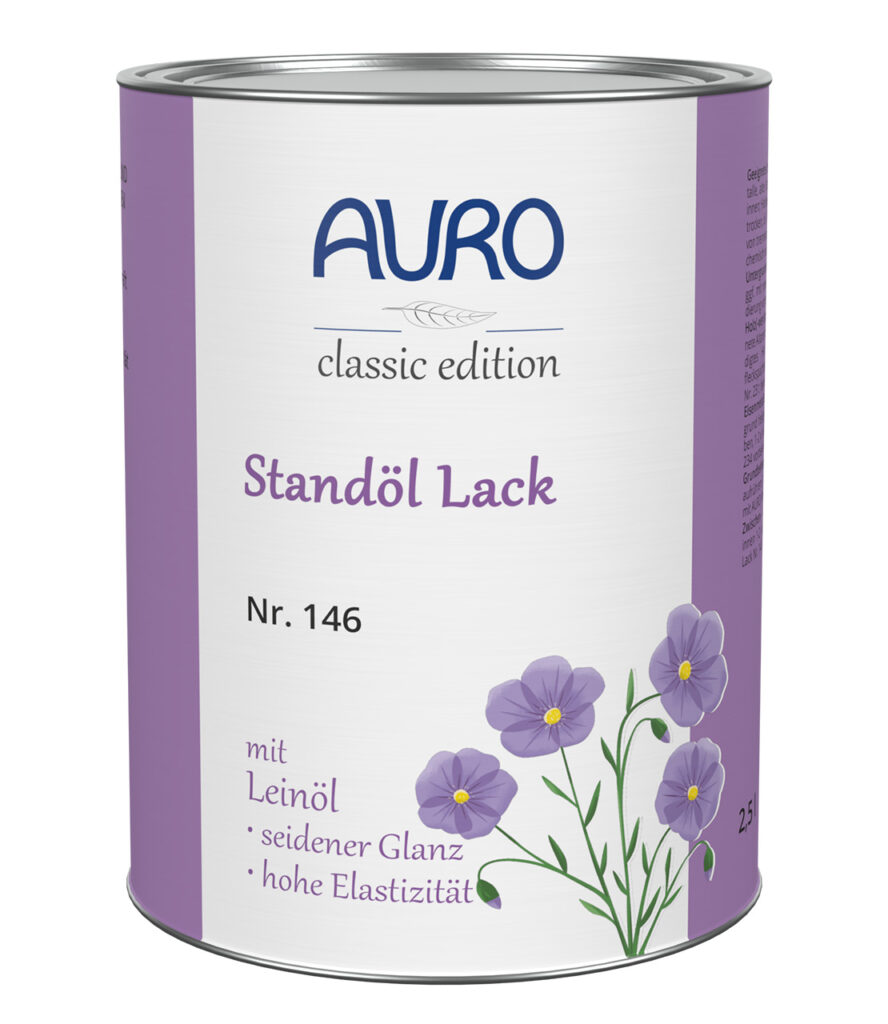 AURO Standöl-Lack Nr. 146 als 2,5 Liter Dose – seidener, harzfreier Anstrich für Holz und Metall