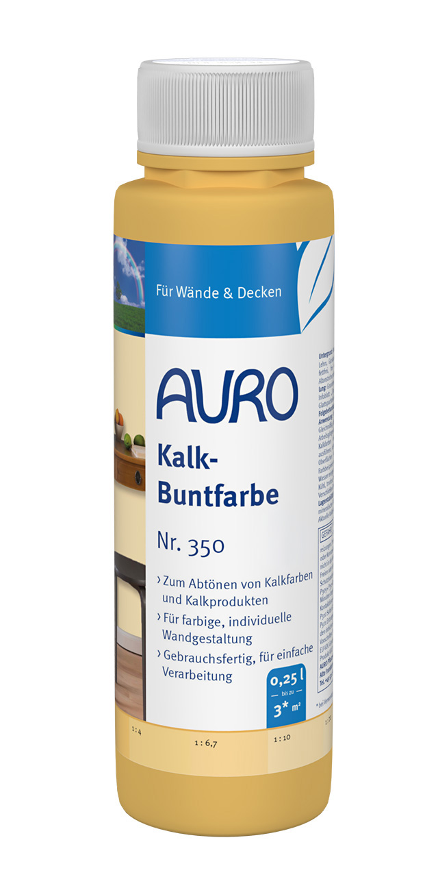 AURO Kalk-Buntfarbe Nr. 350 in 0,25 Liter Gebinde – farbige Abtönfarbe für Kalkfarben und Putzsysteme