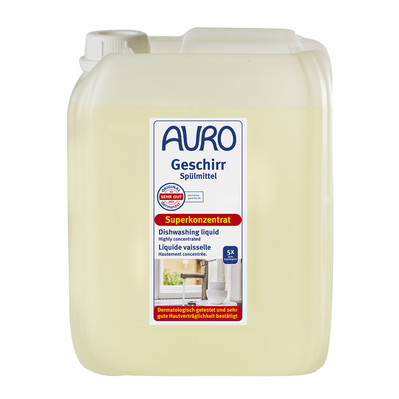 AURO Geschirrspülmittel Nr. 473 im 5 Liter Kanister – effektive Reinigung für Geschirr und Fenster, sanft zur Haut.