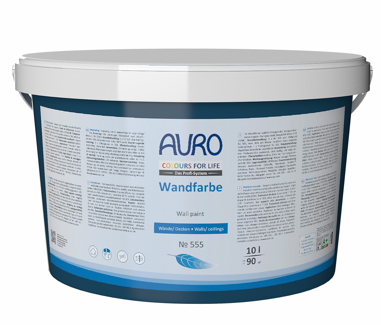 AURO COLOURS FOR LIFE Premium Wand- und Deckenfarbe Nr. 555 im 10 Liter Gebinde – hohe Reichweite, ölfrei und geruchsarm