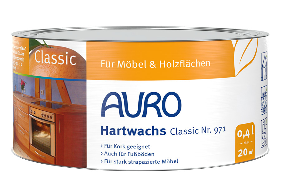 AURO Hartwachs, Classic Nr. 971 in 0,4 Liter Dose – schmutzabweisender Wachs für Holz, Linoleum und Kork