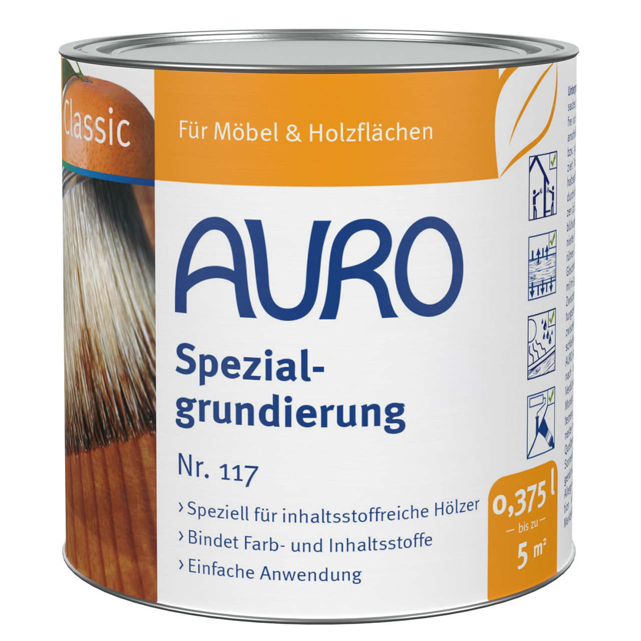 AURO Spezialgrundierung Nr. 117 in 0,375 Liter Dose – hochwertige Holzgrundierung für anspruchsvolle Hölzer